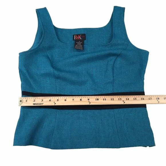 R&K Teal Sleeveless Tank Blouse Women Size 8 Suit Separates - Picture 3 of 8